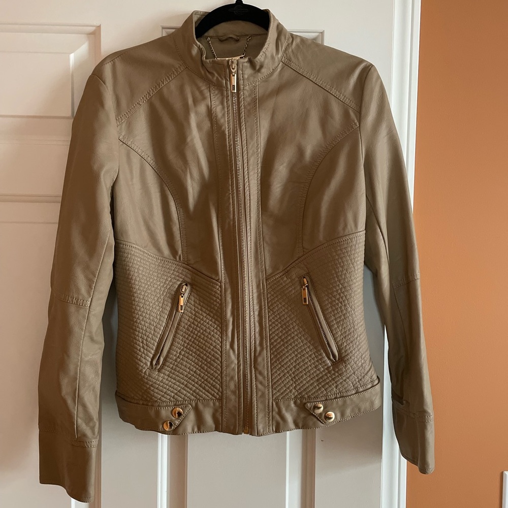 LA Coalition Vegan Faux Leather
Light Brown Moto Jacket Women's Medium